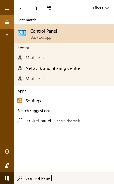 Start Menu - Control Panel