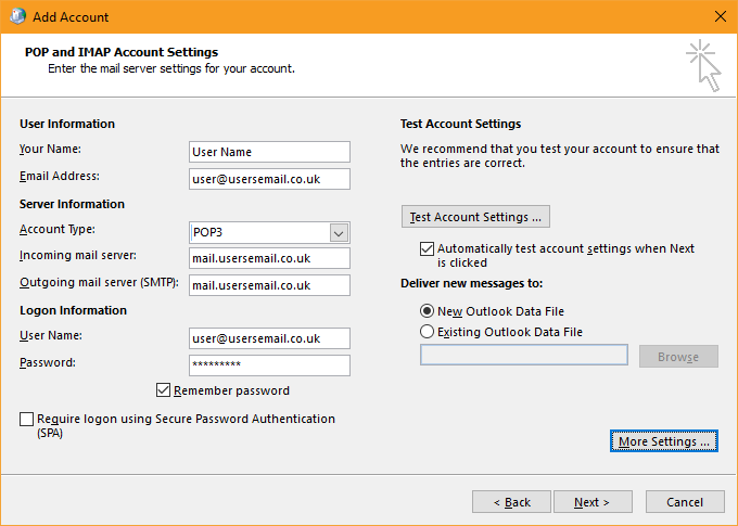 POP3 Settings