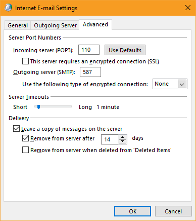 POP3 Advanced Settings